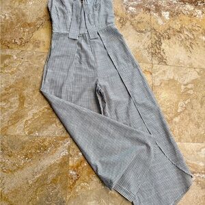 Fun & Flirt Black and White Jumpsuit with Wide-Leg Pants